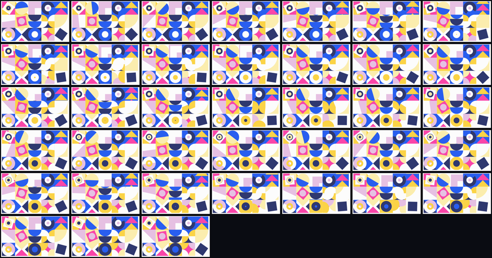 Contact sheet of the 38 curated keyframes motiscope extracted from the recording, in timeline order.