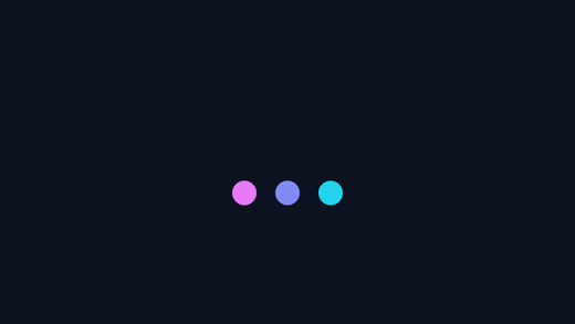 Three dots bouncing out of phase.